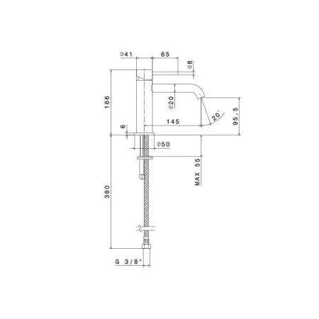 Kerama Marazzi Смеситель для раковины ETERNA однорычажный, без донного клапана 3/8”, нержавеющая сталь 