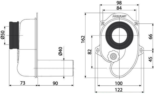 ALCAPLAST Сифон гориз. для писуара 