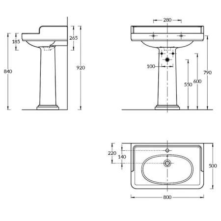 Kerama Marazzi Раковина POMPEI подвесная/мебельная 80*50*26,5см, с 1 отв. под смеситель, с переливом, цвет белый глянцевый 