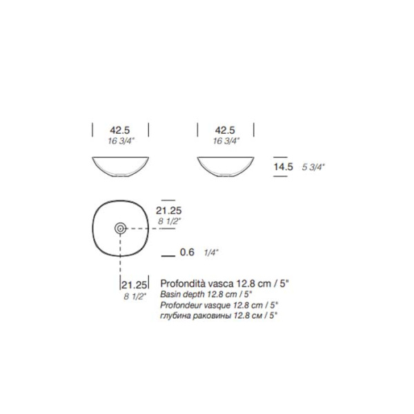 MILLDUE  Раковина  DEN Q42 накладная из керамики ,42,5х42,5х14,5 см, без отв для смесителя, цвет белый глянцевый 