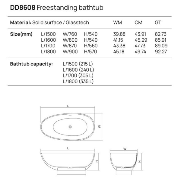 DEA DESIGN Modern Ванна отдельностоящая 160×80×h54 см, материал: Glasstech прозрачная смола, цвет: Sunset R1 