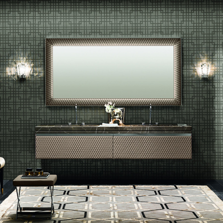 VITAGE milldue edition Four seasons Столешница 216х56хh9.5см c 2-мя интегрированными раковинами PLANS c3отв., мрамор, цвет: bronzo amani-B58 