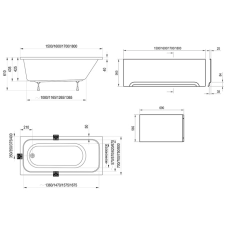 RAVAK Ванна CHROME 180x80 белая 