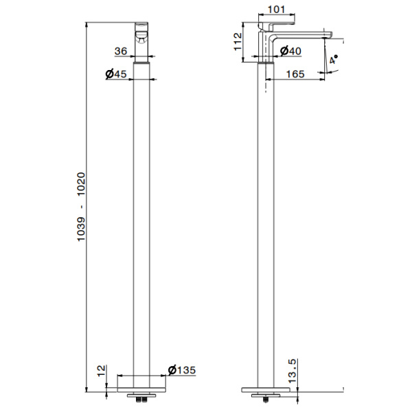 Newform Haka Внешняя часть отдельностоящего смесителя для раковины, цвет: PVD brushed gun metal 