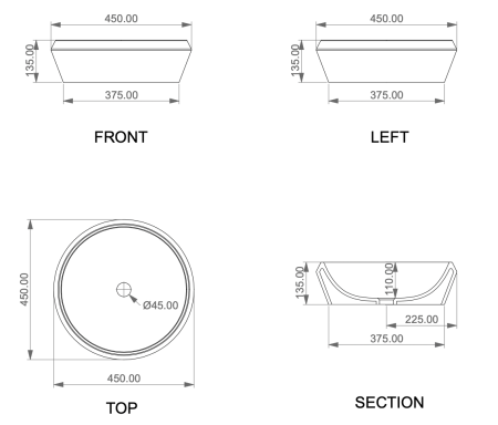 Раковина накладная 45 см GSG Ceramic Design Cruise CRLAVRO45000, белый глянцевый 