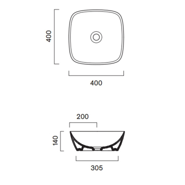 Catalano ALVEA Раковина 40x40 накладная, без отв. под смеситель, покрытие Cataglaze+, цвет белый глянцевый 