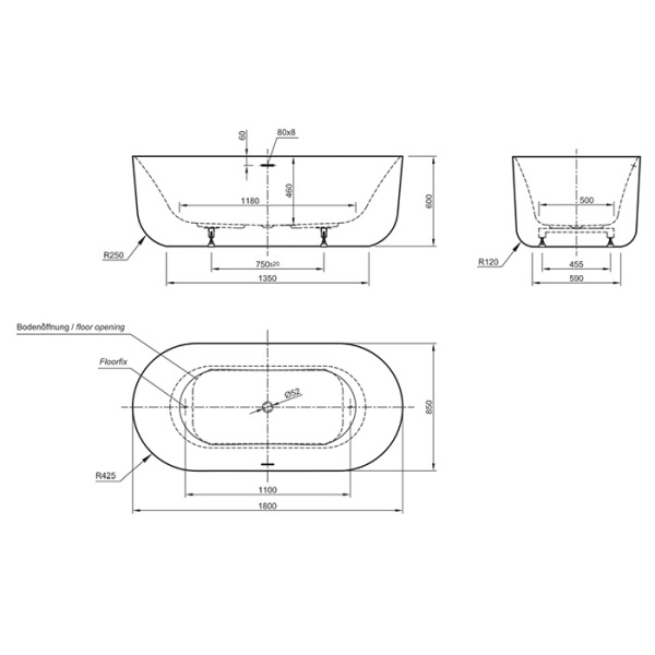 KNIEF Слив перелив с системой Click-Clack, с гибким шлангом и горизонтальным отводом, цвет хром (смонтирован на ванне) 