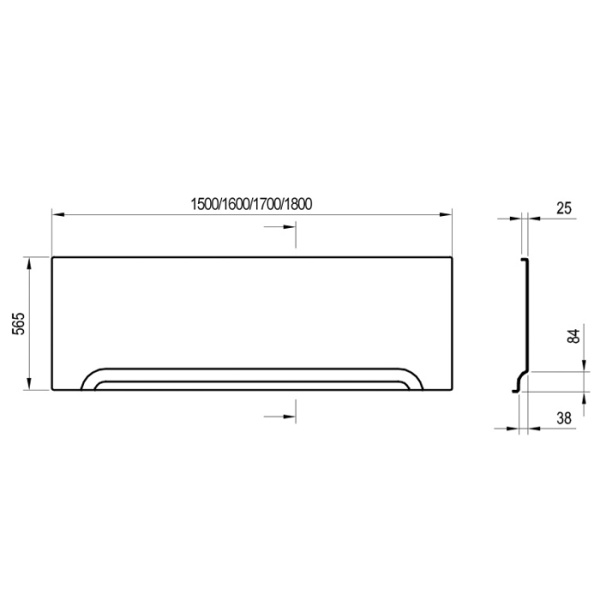 RAVAK Передняя панель A U 150 см белая, универсальная 