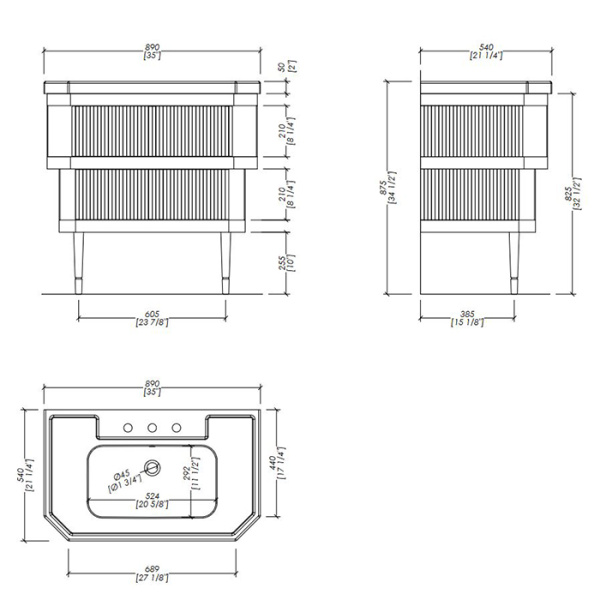 Devon&Devon Metropolitan ceramic Тумба из лакир дерева DEEP BLACK  89х87.5 с раковиной из белой керамики на 3 отв, планки крашенное дерево DEEP BLACK 