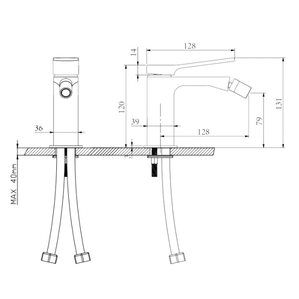 NEMO NM-1316-CR Смеситель для биде с донным клапаном CHROME (ХРОМ) 