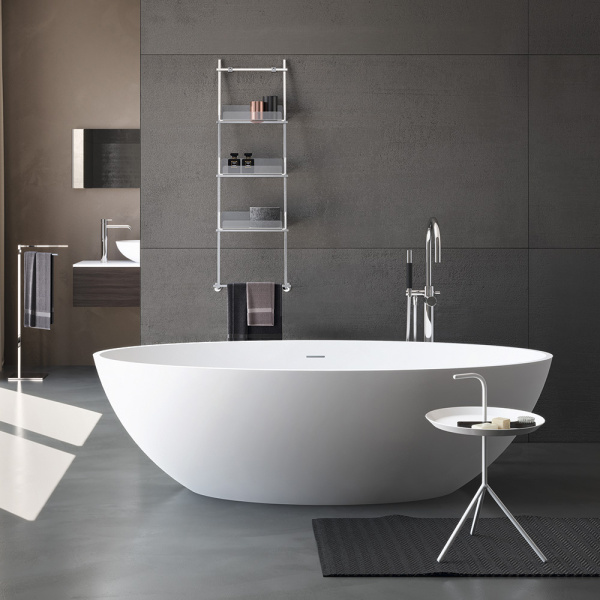 GRUPPO TREESSE CAREZZA Ванна отдельностоящая 1800х850х520 мм., с сливом-переливом и сифоном, SOLID SURFACE, цвет белый матовый 