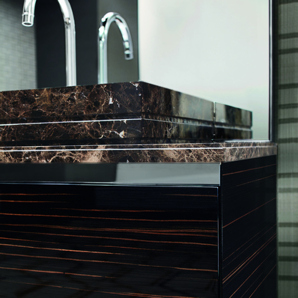 VITAGE milldue edition Four Seasons Тумба под раковину 900х555х354 мм., 1 ящик, профиль сталь, цвет глянцевый шпон Ebano 