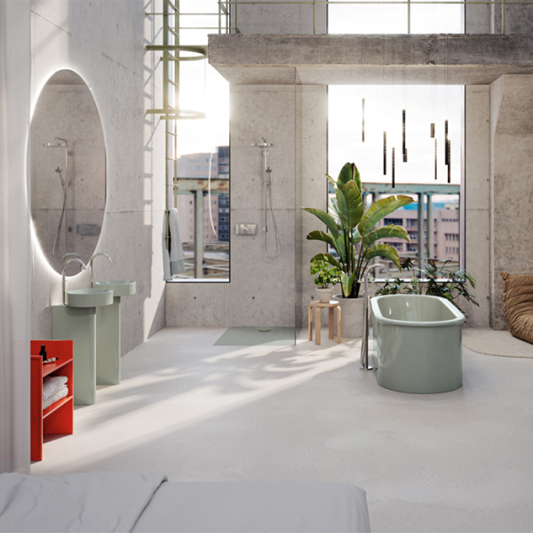 BETTE Suno Oval Ванна отдельностоящая с шумоизоляцией и экраном 1775×775×420 мм, цвет Salvia 