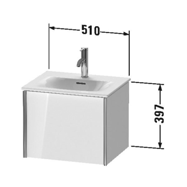 Duravit Viu Раковина подвесная с переливом, выпуск с керам покрытием, 1 отв под смес, 53х43см, цвет белый 