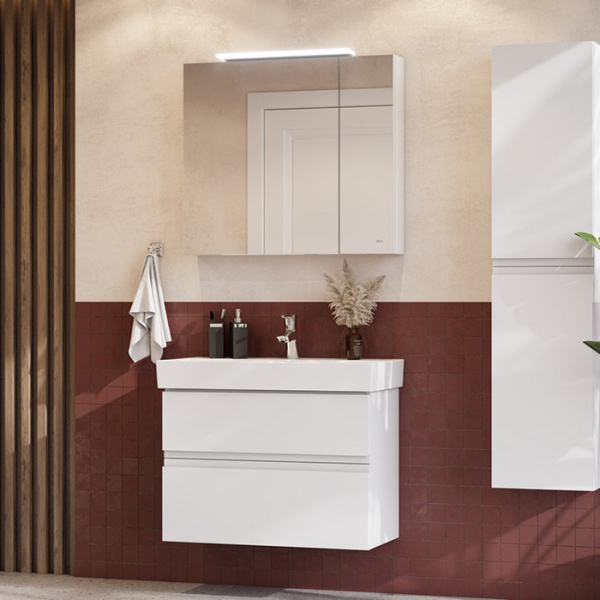 Roca OLETA Тумба подвесная 760х374х548 мм. для раковины 800 мм, с 2 ящиками, белый матовый 