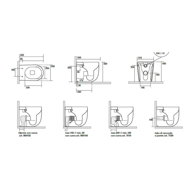 Kerasan Nolita Унитаз безободковый пристенный 55х35 см, с креплениями WB5N, цвет белый глянцевый 