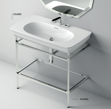 Artceram CIVITAS Структура металлическая Quadra для раковины 90см, полка стекло, цвет хром 