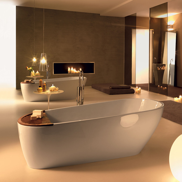 KERASAN Aquatech Ванна из минерального материала  170х70см, цвет белый (без декоративной накладки из натур. дерева) 