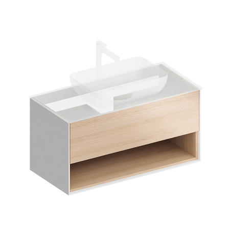 Kerama Marazzi Тумба PLAZA Modern подвесная 100 дуб виченце 1 ящик + полка 