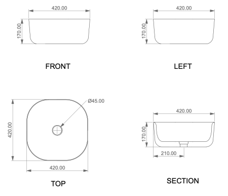 Раковина накладная 42 см GSG Ceramic Design Hit! HILAVQU42034, Sabbia Matt 