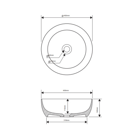 DEA DESIGN Раковина настольная d400хh140 мм, цвет pomegranate 