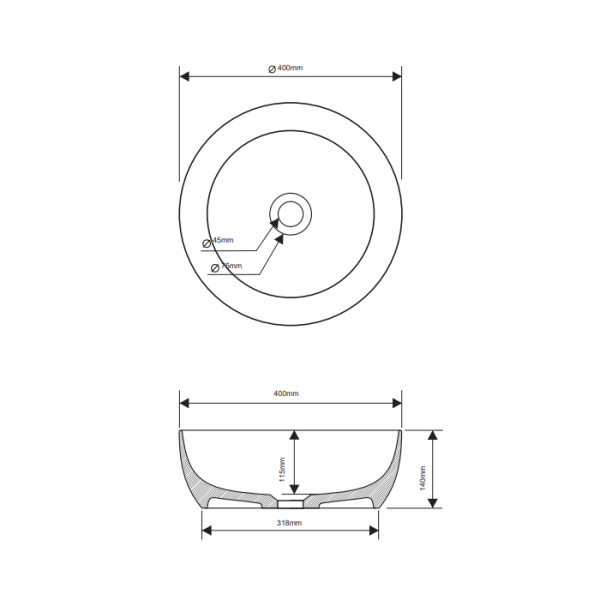 DEA DESIGN Раковина настольная d400хh140 мм, цвет pomegranate 