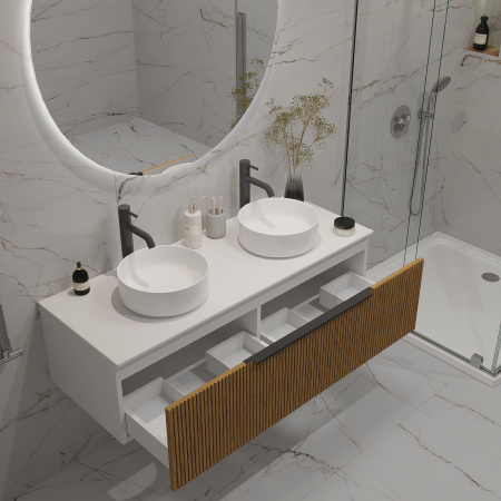 Тумба под раковину/столешницу Кито, Белый/Тростник 120 