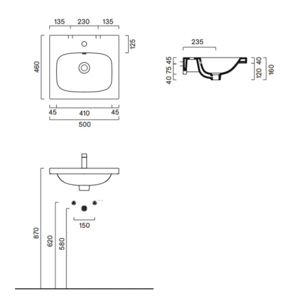Catalano ALVEA Раковина 50x46, без отв. под смеситель, покрытие Cataglaze+, цвет белый глянцевый 
