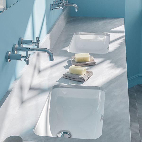 Catalano Italy Раковина 55*38см встраиваемая под столешницу с переливом, без отв. под смеситель, покрытие Cataglaze+, цвет белый глянцевый 