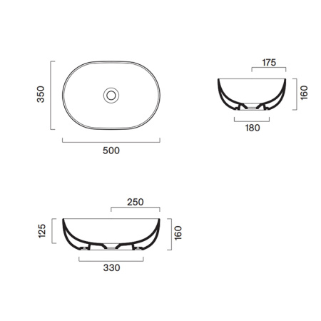 Catalano SFERA Раковина 50x35 h16 накладная, без отв. под смеситель, покрытие Cataglaze+, цвет Seta Satinato 
