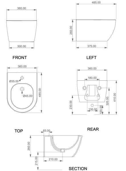 Биде подвесное GSG Ceramic Design Like LKBISOXXS001 укороченное, белый матовый 