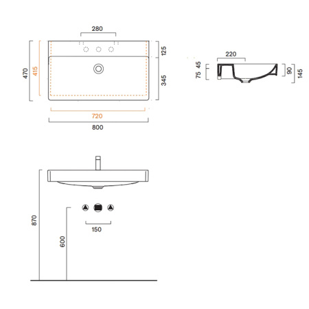 Catalano GREEN Раковина 80x47, с 1 отв. под смеситель, покрытие Cataglaze+, цвет белый глянцевый 