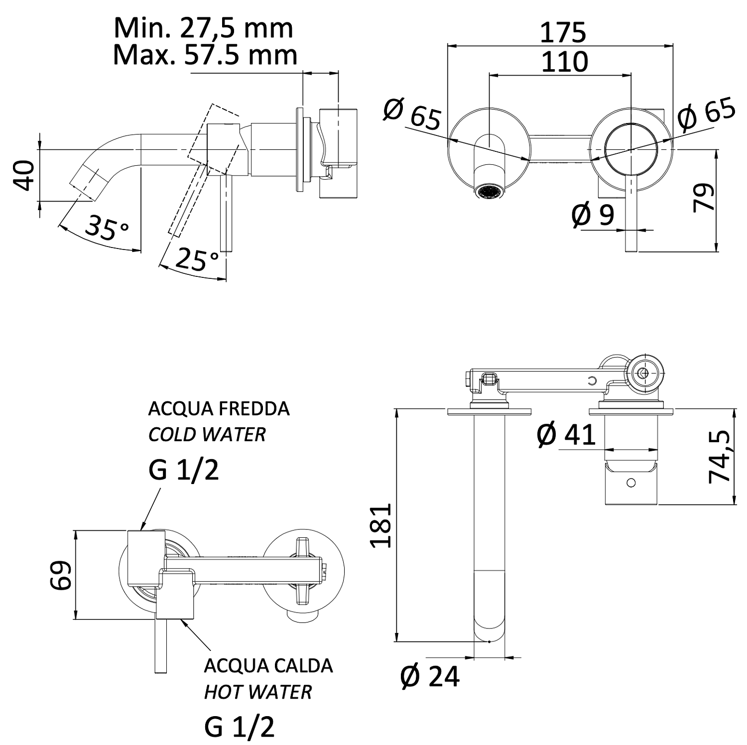 Смеситель для раковины Mariani NEXT, хром