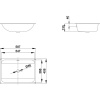 BETTEONE Раковина встраиваемая под столешницу 587х408х130 мм, с шумоизоляцией без отв.под смесит. с переливом. 