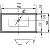BETTE Loft  Раковина встраиваемая снизу 740х386х100 мм, без перелива, без отв под см. цвет Ebony 