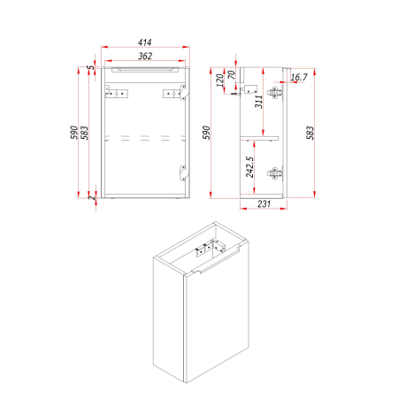 Тумба под раковину/столешницу Монови Слим, Аттик 40 