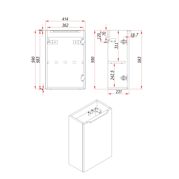 Тумба под раковину/столешницу Монови Слим, Белый/Тростник 40 