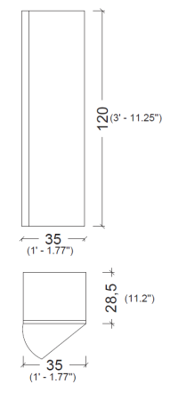 Пенал Vallessi 120*35*28,5cm  Кашемир глянец 