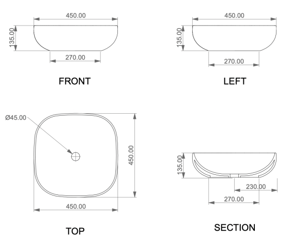 Раковина накладная 45 см GSG Ceramic Design Easy EALAVQU45027, Denim Matt 