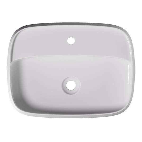 Alice Nur Раковина 60x45xВ15 Plan, накладная, с отверстием под смеситель, белый глянцевый 