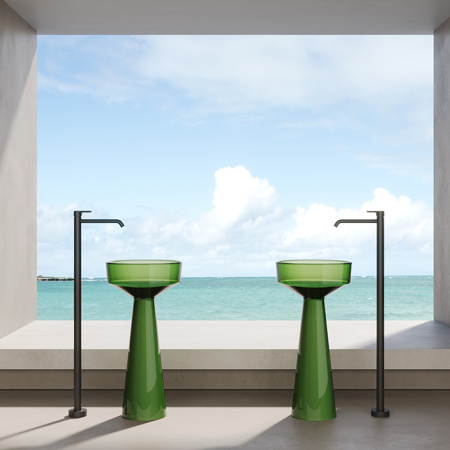 DEA DESIGN Washbasins Раковина напольная 42,5x42,5xh85 см, материал: Glasstech прозрачная смола, цвет: Emerald R3 