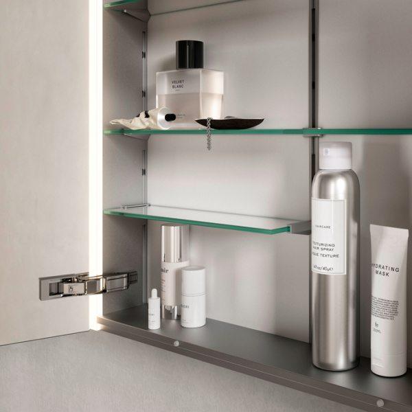 Keuco SOMARIS Зеркальный шкаф 1000x710x128мм 2-дверный двустор. зеркало, P 44 c плавным закр., корпус: алюминий серебристый цвет: 