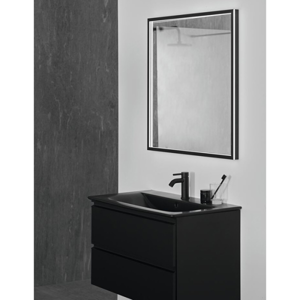 Ideal Standard Conca Квадратное зеркало в черной раме 80 см, диаметральная светодиодная подсветка neutral 