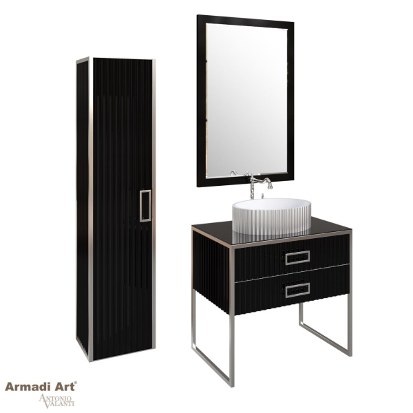 Пенал MONACO  черный глянец +  хром  без ножек 