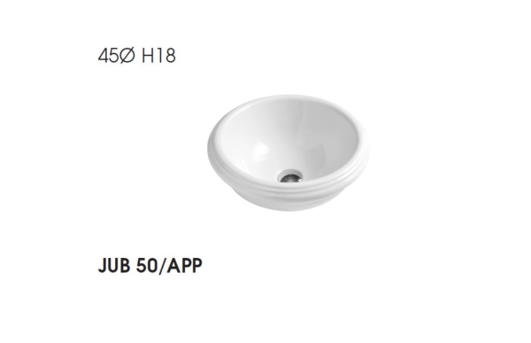 AZZURRA JUBILAEUM раковина накладная круглая диаметр 45*h18см без отв-й под смеситель, цвет белый 