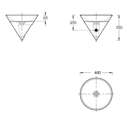 Kerama Marazzi Раковина CONO встраиваемая сверху 44,5*44,5*35см, без отв. под смеситель, без перелива, цвет белый глянцевый 