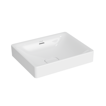 Раковина-чаша Metropole, прямоуг 50 см, c переливом, цвет белый. Нажимной керамический донный клапан в комплекте 