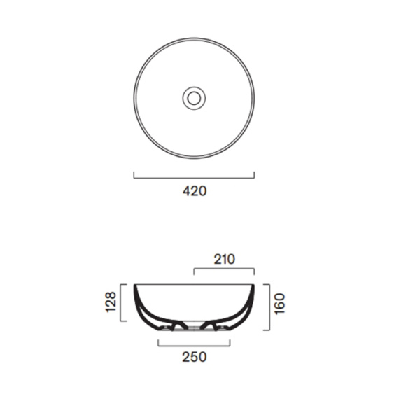 Catalano SFERA Раковина D42 h16 накладная, без отв. под смеситель, покрытие Cataglaze+, цвет белый матовый 