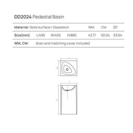 DEA DESIGN Pedestal Basin Раковина напольная 495х455хh880 мм, цвет smoky black 