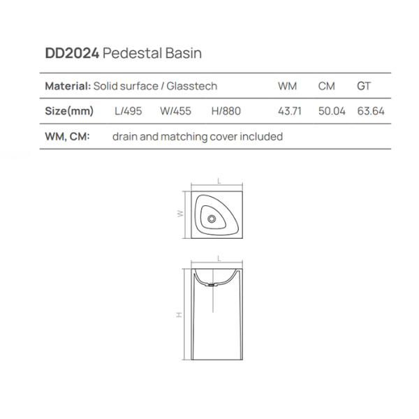 DEA DESIGN Pedestal Basin Раковина напольная 495х455хh880 мм, цвет smoky black 